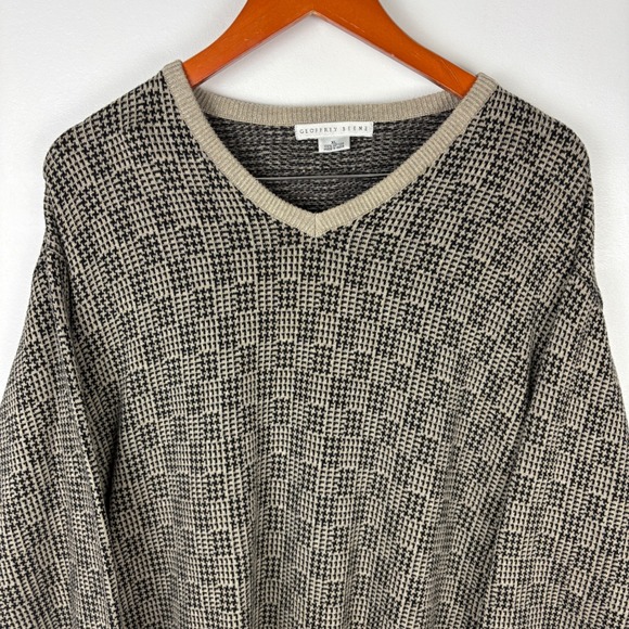 Geoffrey Beene Other - Y2K Geoffrey Beene Mens XL V Neck‎ Houndstooth Knit Sweater Cotton